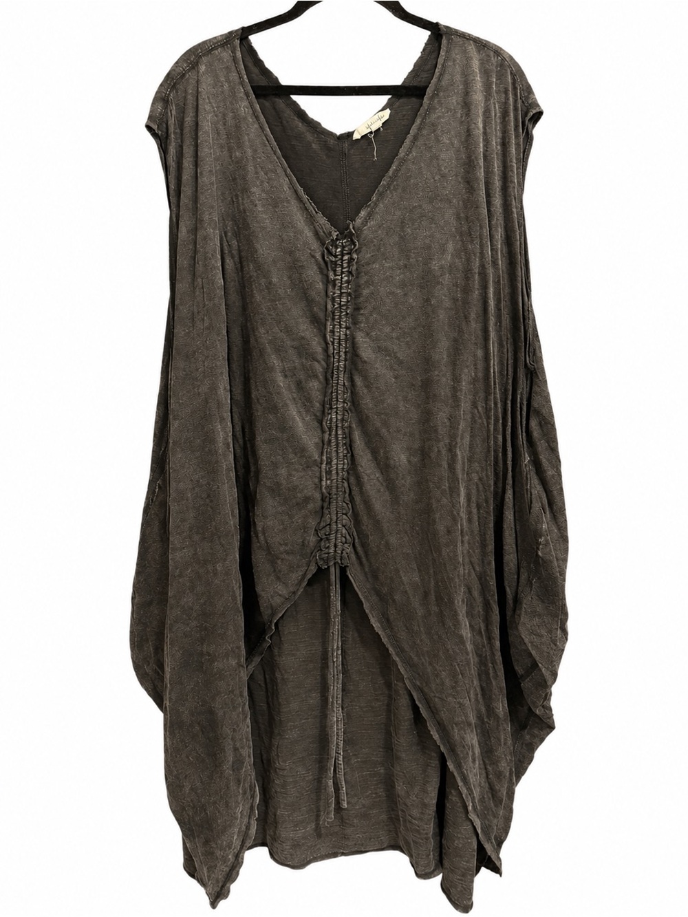Oli & Hali Boho Washed Charcoal Gray Adjustable Oversized Sleeveless Top Tunic